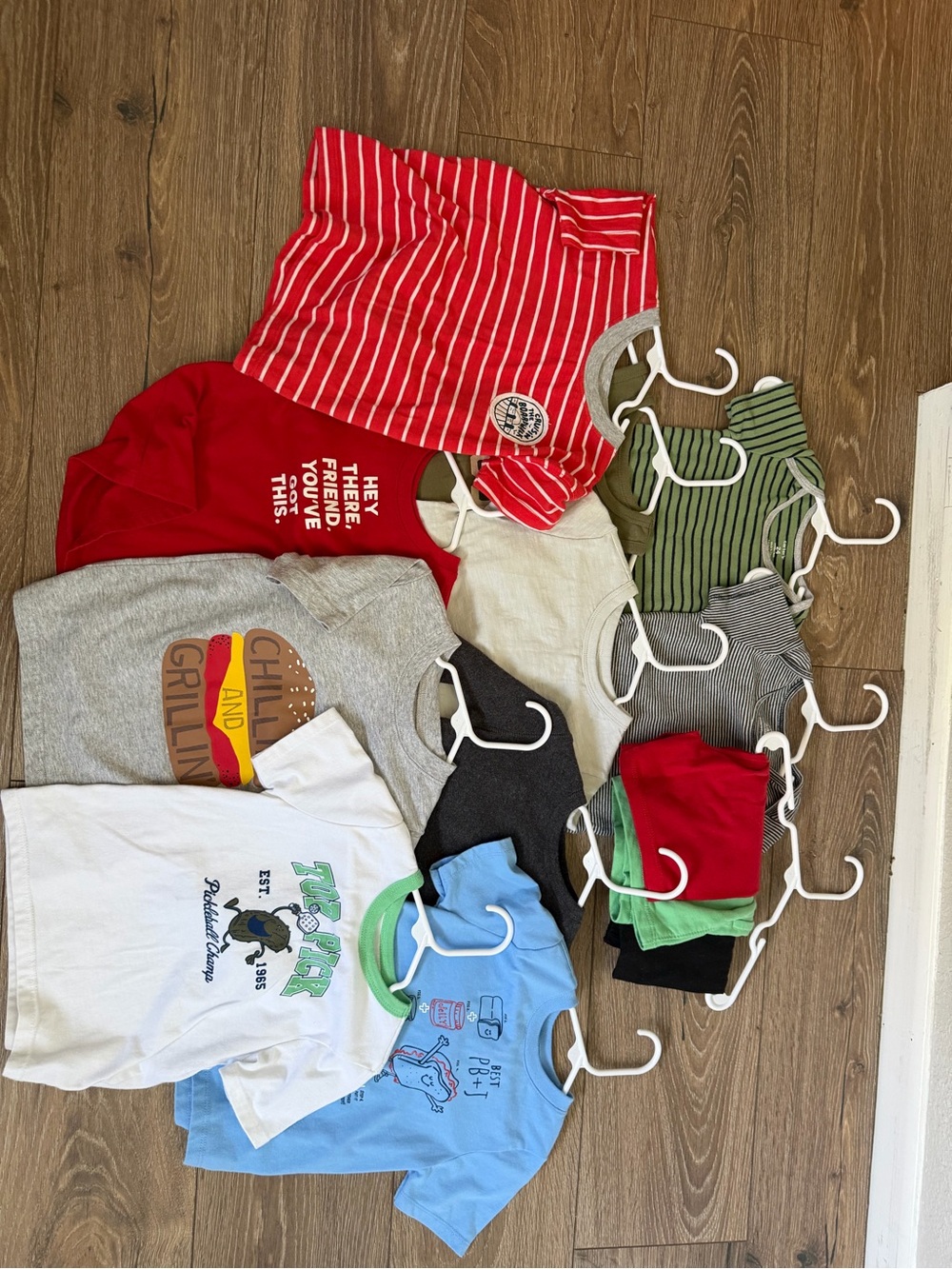 Kids Short-Sleeve T-Shirt Bundle - Red, White, Gray, Blue, Green